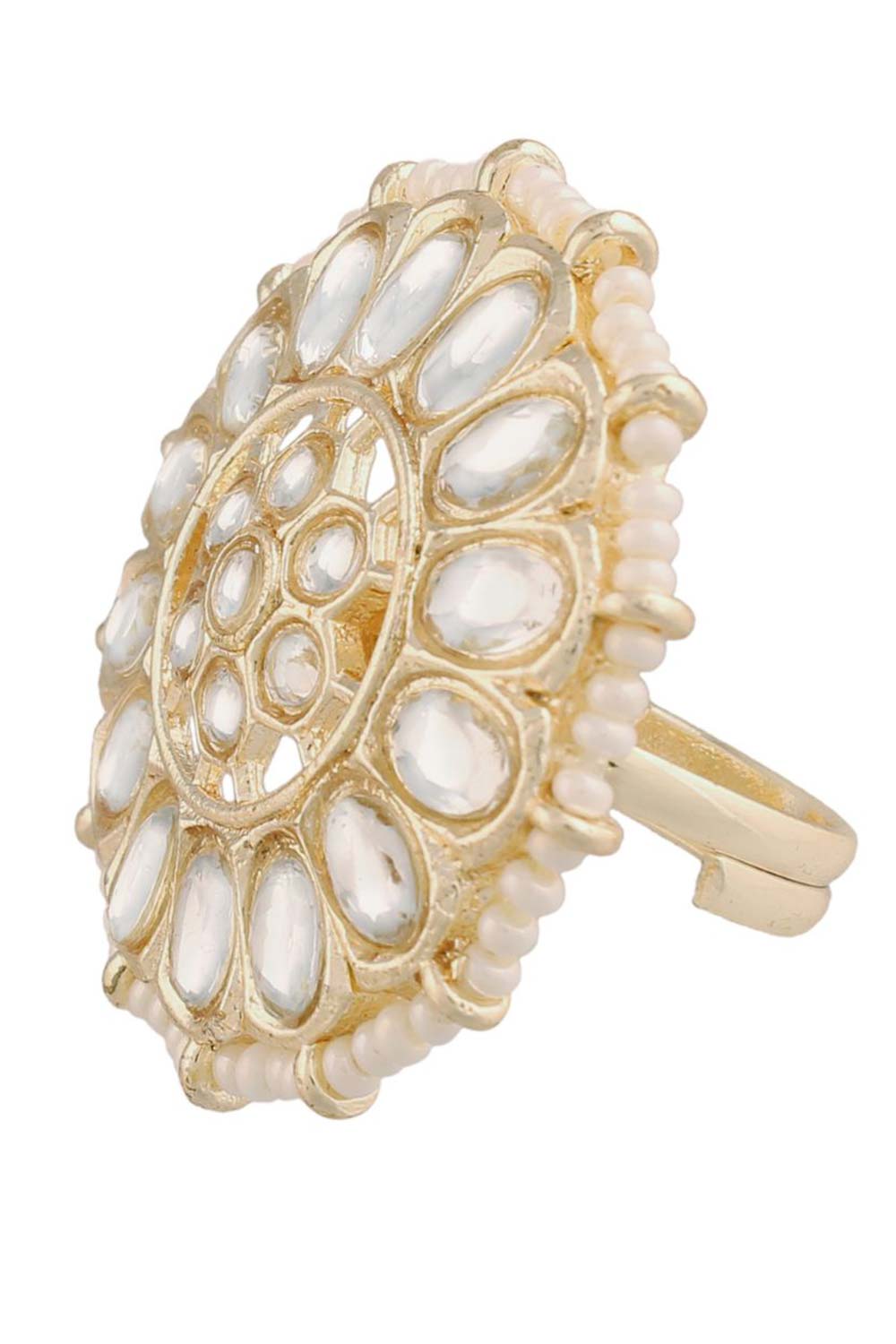 Buy Women's Alloy Adjustable Ring in White - Side