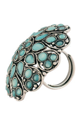 Buy Women's Alloy Adjustable Ring in Turquoise - Back