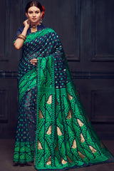 Art Silk Weaving Saree In Navy Blue