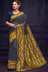 Art Silk Weaving Saree In Navy Blue