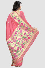 Buy Light Pink Kanjeevaram Silk Woven Saree Online