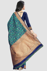 Kanjivaram Litchi Silk Woven Saree In Green