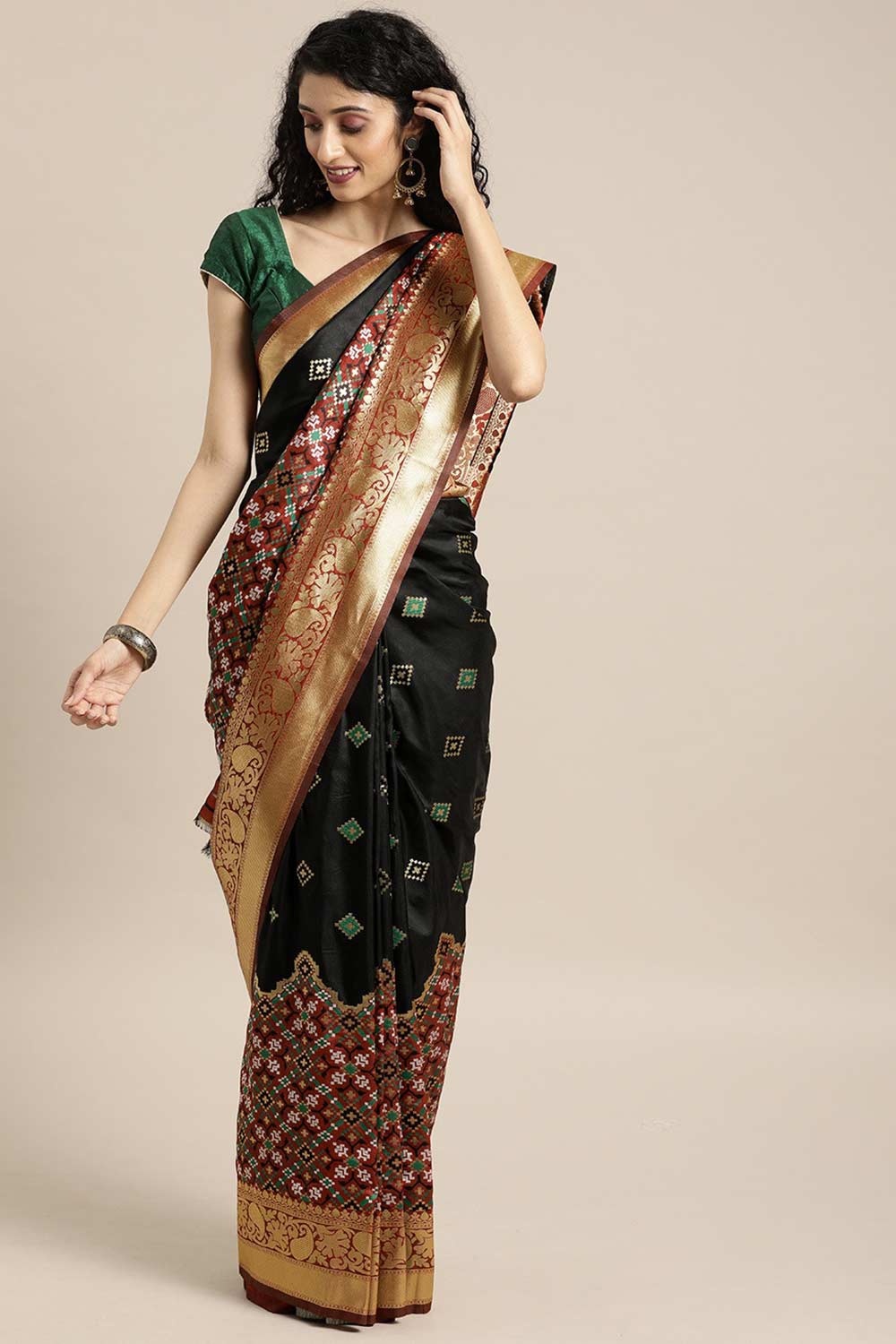 Buy Black Kanjeevaram Silk Woven Saree Online