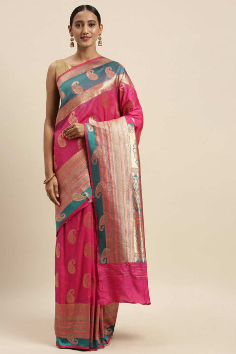 Buy Rani Red Kanjeevaram Silk Woven Saree Online