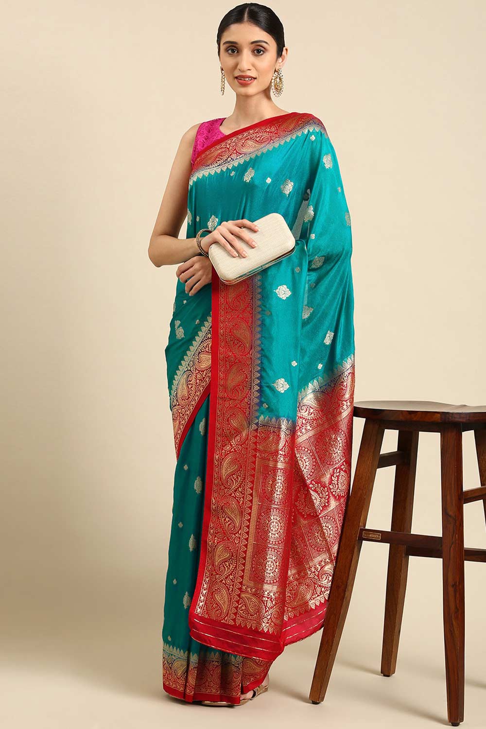 Buy Pink Kanjeevaram Silk Woven Saree Online