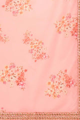 Buy Pink Organza Floral Printed Saree Online - Front