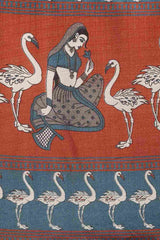 Teal Blue Bhagalpuri Silk Animal Block Print Saree