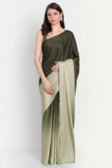 Green Satin Ombre-Dyed Saree