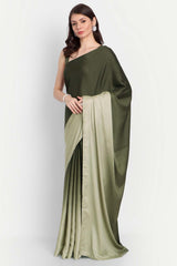 Green Satin Ombre-Dyed Saree