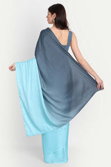 Sky Blue Satin Ombre-Dyed Saree