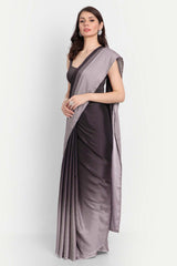 Wine Satin Ombre-Dyed Saree