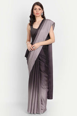 Wine Satin Ombre-Dyed Saree