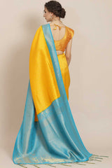 Kanjivaram Litchi Silk Woven Saree In Yellow