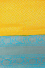 Kanjivaram Litchi Silk Woven Saree In Yellow