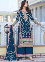 Navy Blue Chiffon Embroidery Pakistani Salwar Kameez