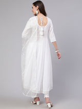 White  Pure Cotton Lace Kurti Sets