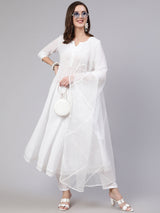 White  Pure Cotton Lace Kurta Sets