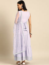 Lavender  Pure Cotton Embroidered Dresses