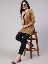 Mustard  Pure Cotton Printed Tunics