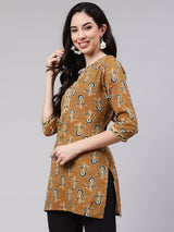 Mustard  Pure Cotton Printed Tunics