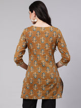 Mustard  Pure Cotton Printed Tunics