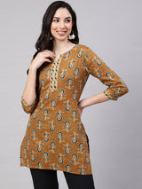 Mustard  Pure Cotton Printed Tunics