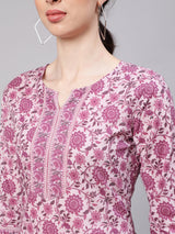 Pink  Pure Cotton Printed Tunics