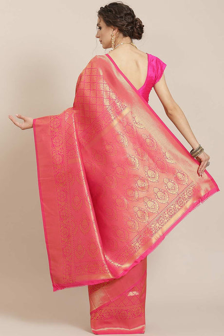 Buy Pink Kanjeevaram Silk Woven Saree Online