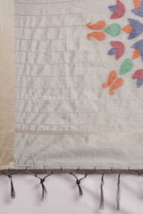 Buy Cotton Silk Polka Dot Saree in Grey Online 