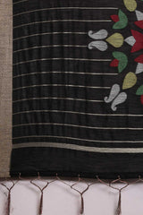 Buy Cotton Silk Polka Dot Saree in Black Online 