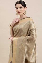 Buy Cotton Silk Banarasi Saree in Cream Paatern Design