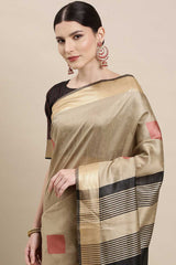 Buy Cotton Silk Banarasi Saree in Cream Paatern Design