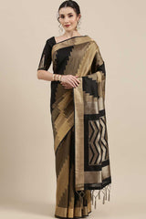 Buy Cotton Silk Banarasi Saree in Black Online