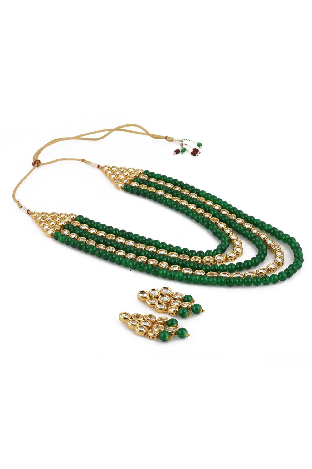 Alloy Necklace With Earrings In Green