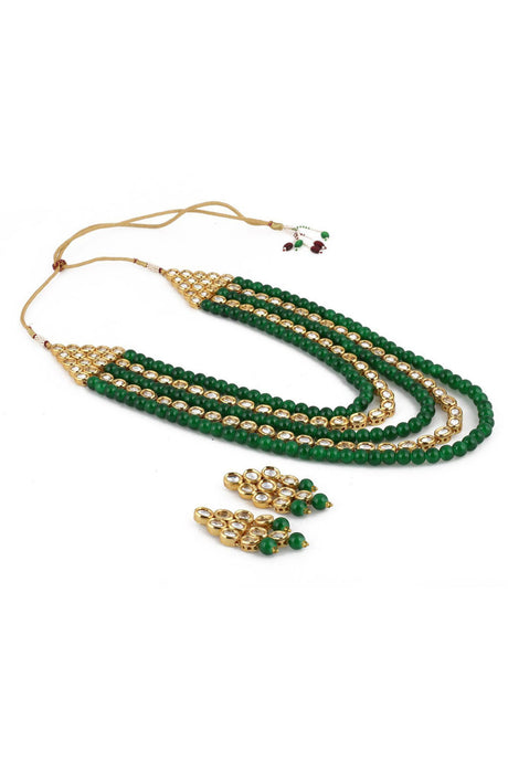 Alloy Necklace with Earrings in green
