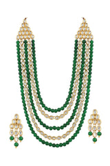 Alloy Necklace With Earrings In Green