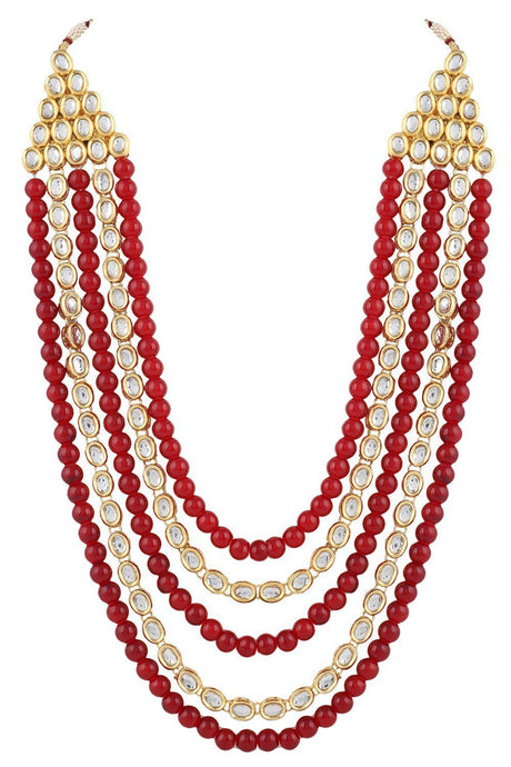 Alloy Necklace with Earrings in red