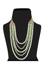 Alloy Necklace With Earrings In Green