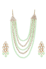 Alloy Necklace With Earrings In Green