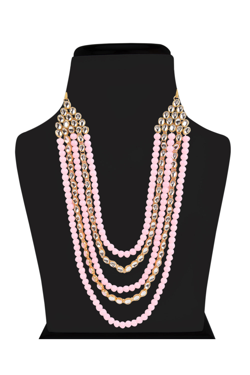 Alloy Necklace with Earrings in pink