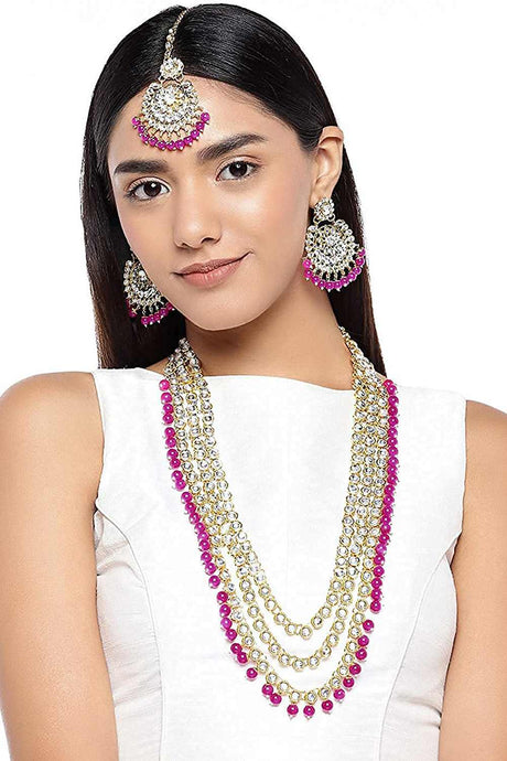 Shop Women's Necklace Set in Rani Pink
