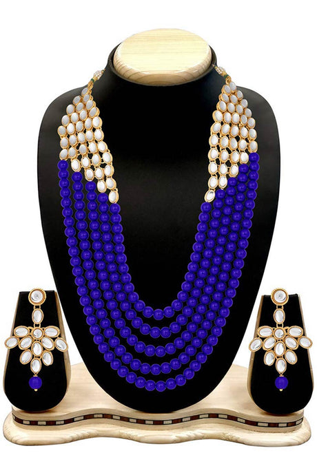 Buy Women's Alloy Bead Necklaces in Blue - Back