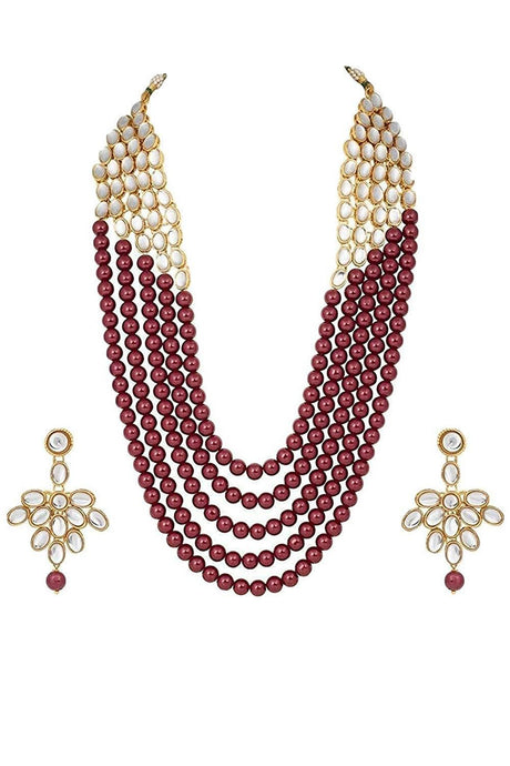 Buy Women's Alloy Necklace Set in Maroon