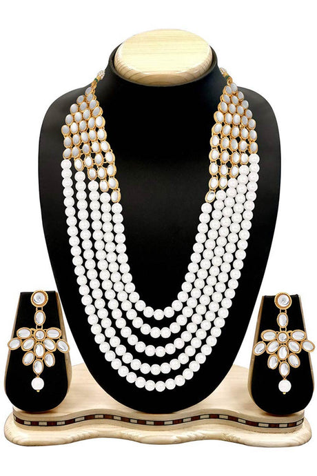 Buy Women's Alloy Bead Necklaces in White - Back