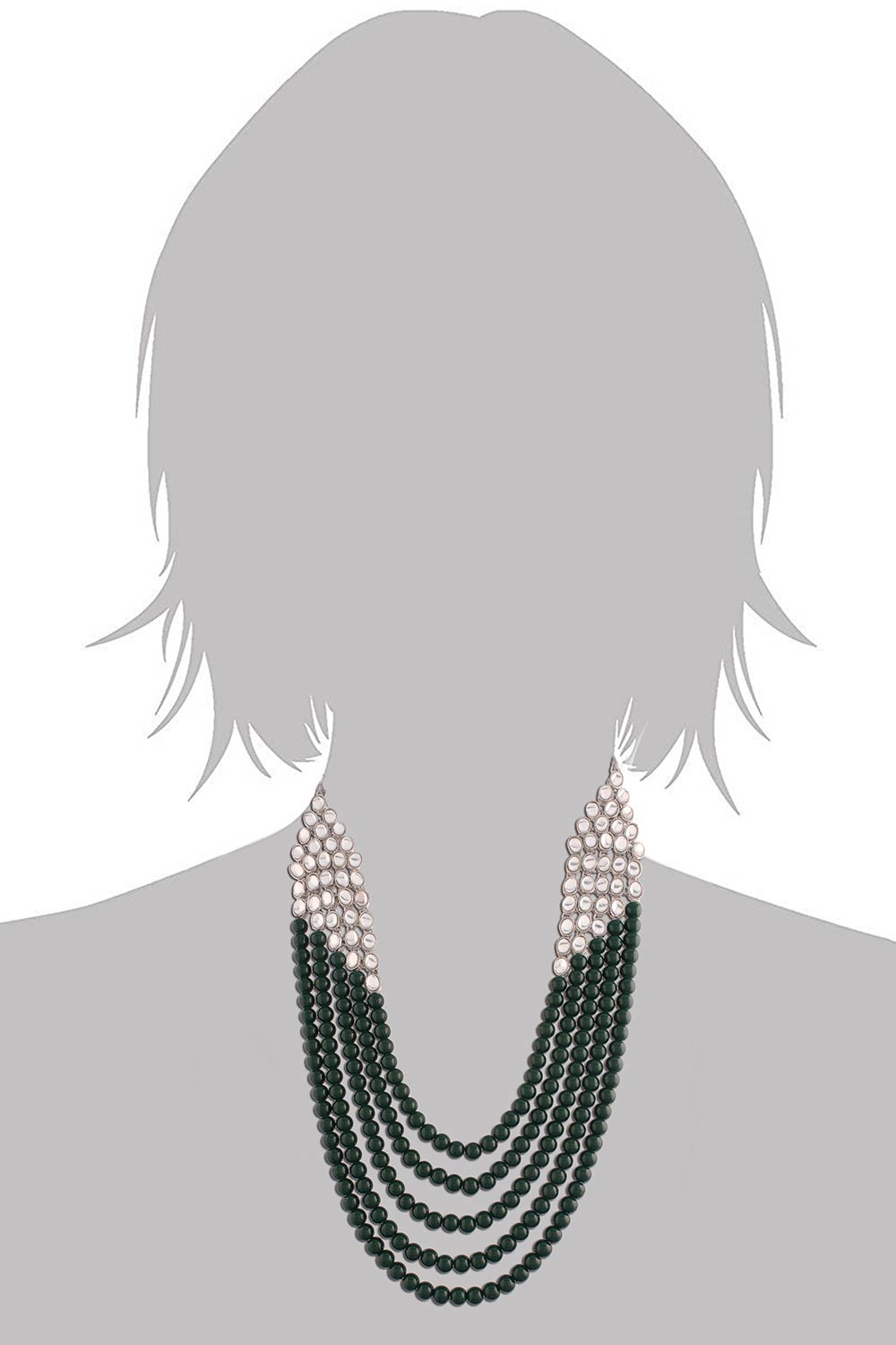 Buy Women's Alloy Bead Necklaces in Green - Back