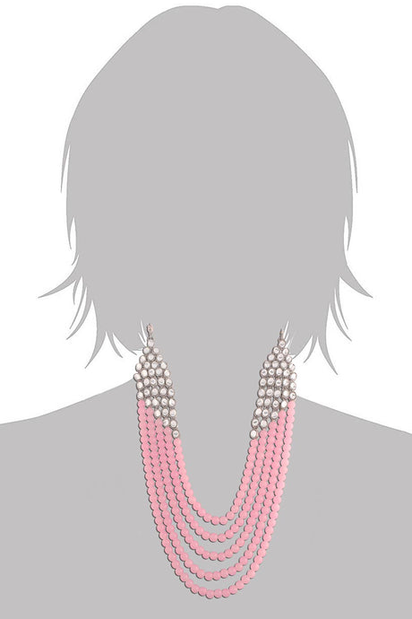 Buy Women's Alloy Bead Necklaces in Pink - Back