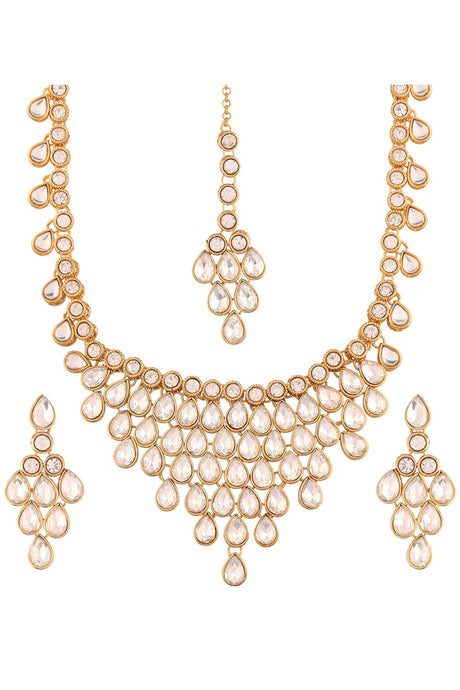 Buy Women's Alloy Necklace & Earring Sets in White - Back