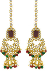 Buy Women's Alloy Necklace & Earring Sets in Maroon Green - Front