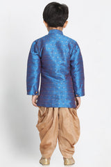 Boy's Cotton Art Silk Kurta Set In Light Blue