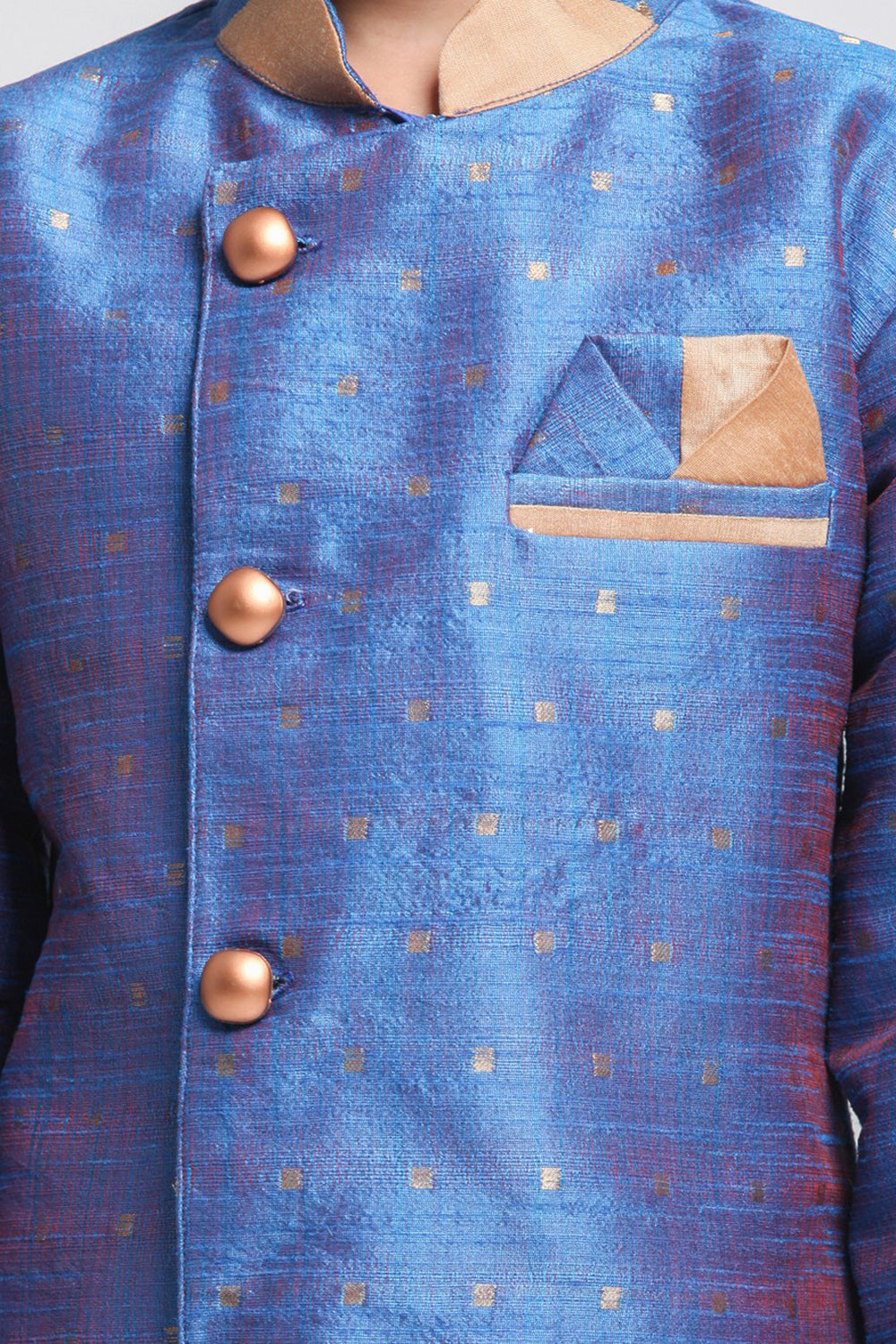 Boy's Cotton Art Silk Kurta Set In Blue